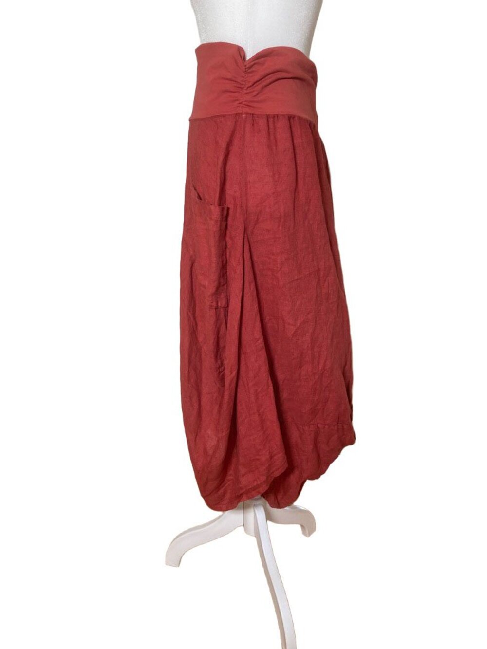 Inizio Linen Magice pocket Skirt M • Cherry Red • A-Line Pockets Made in Italy - Picture 2 of 5